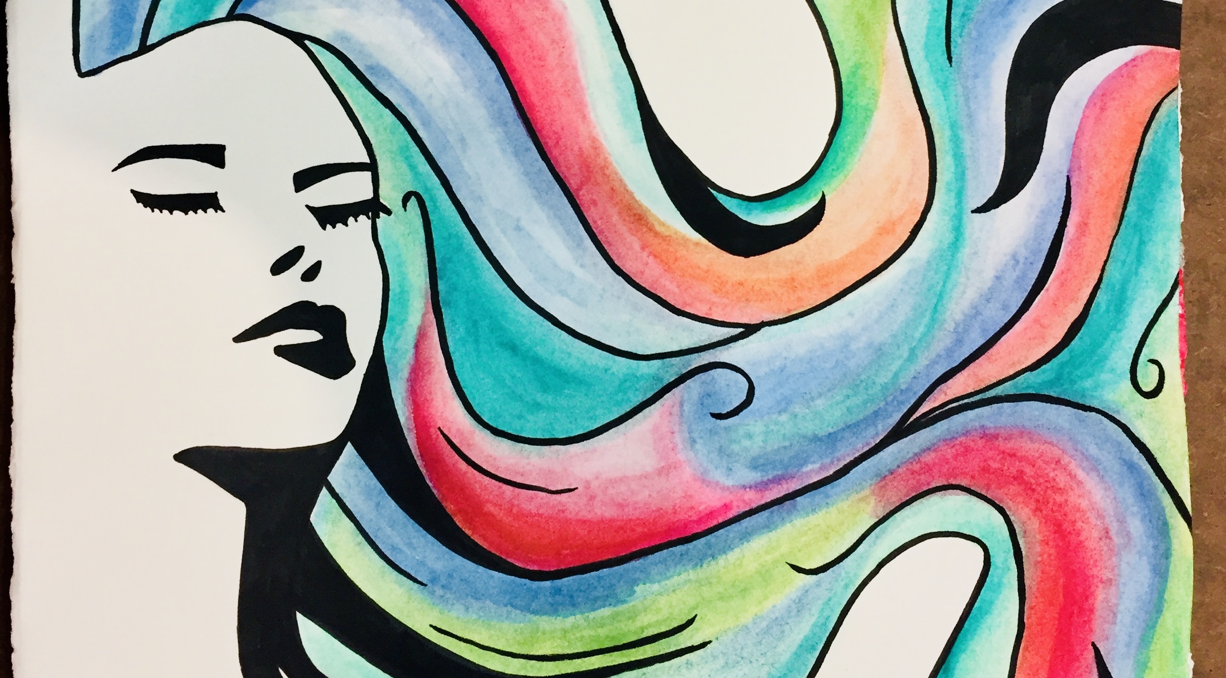 Rainbow hair cropped into a banner